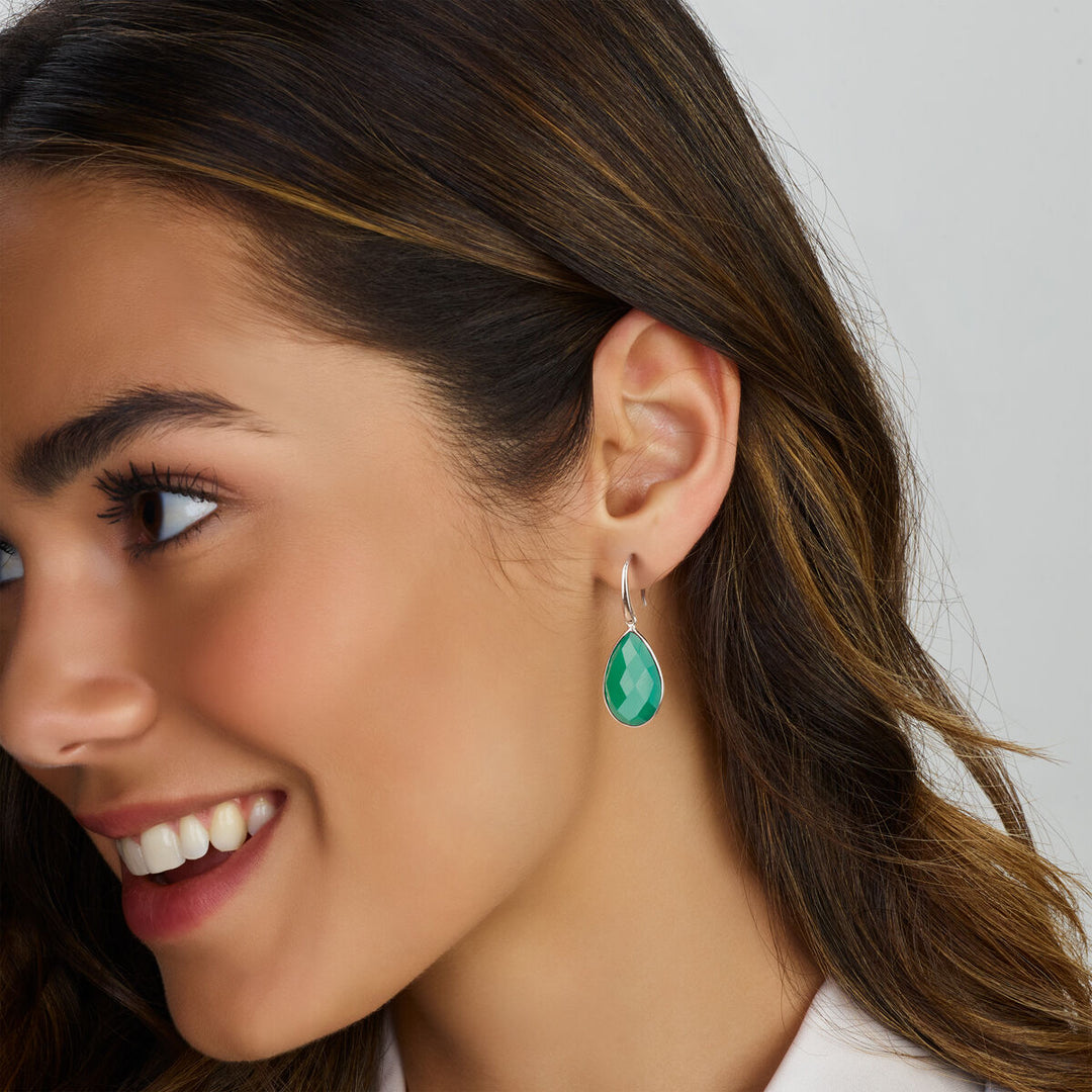 Ohrringe grüner Quarz französischer Haken silber rhodiniert