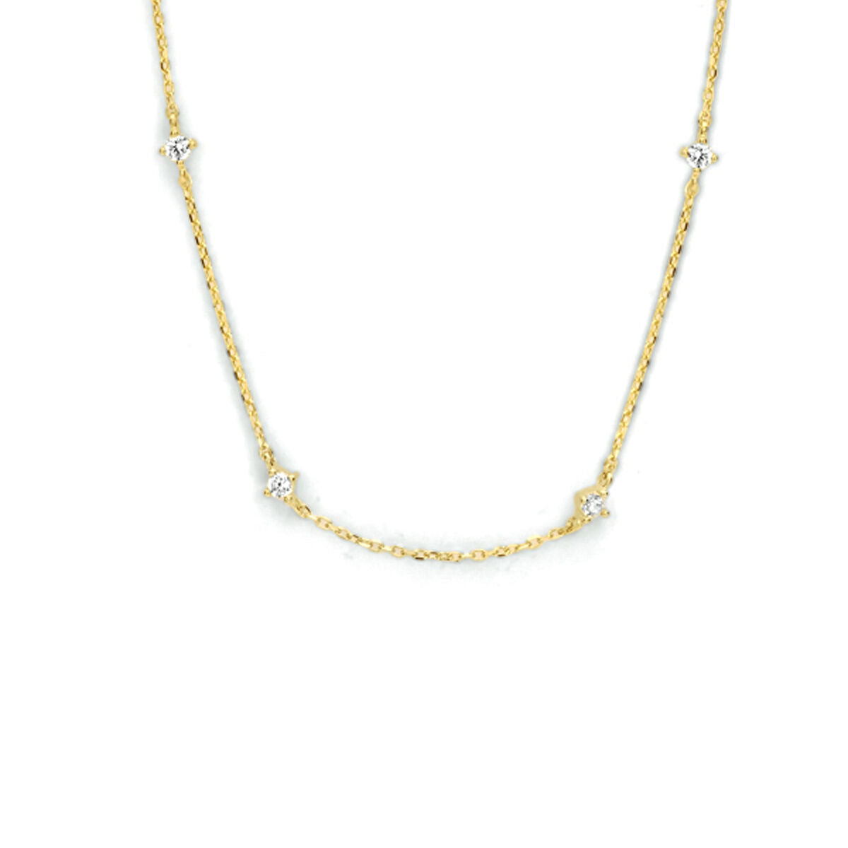 collier zirkonia 40 - 42 - 44 cm 14K geelgoud