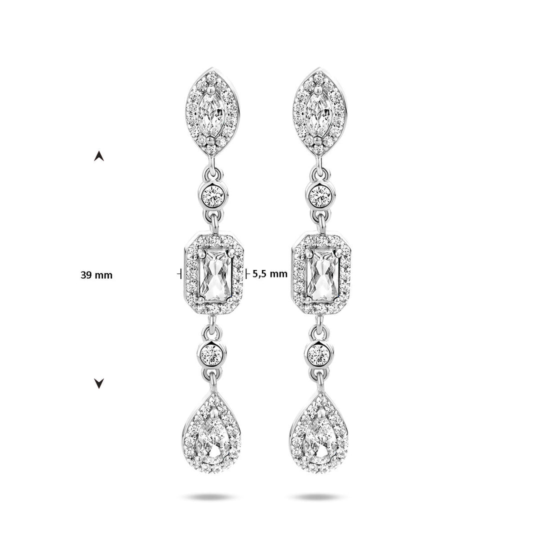 oorhangers zirkonia zilver gerhodineerd