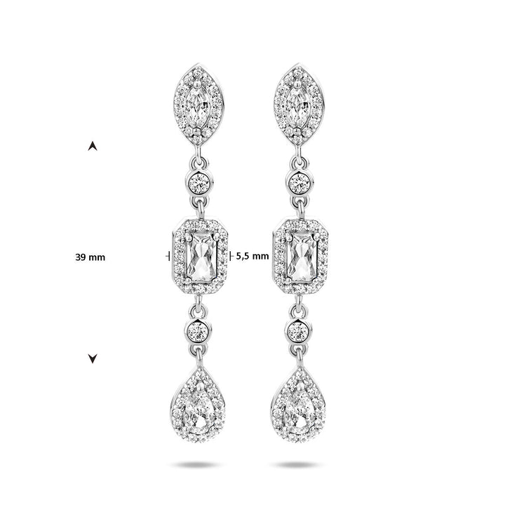oorhangers zirkonia zilver gerhodineerd