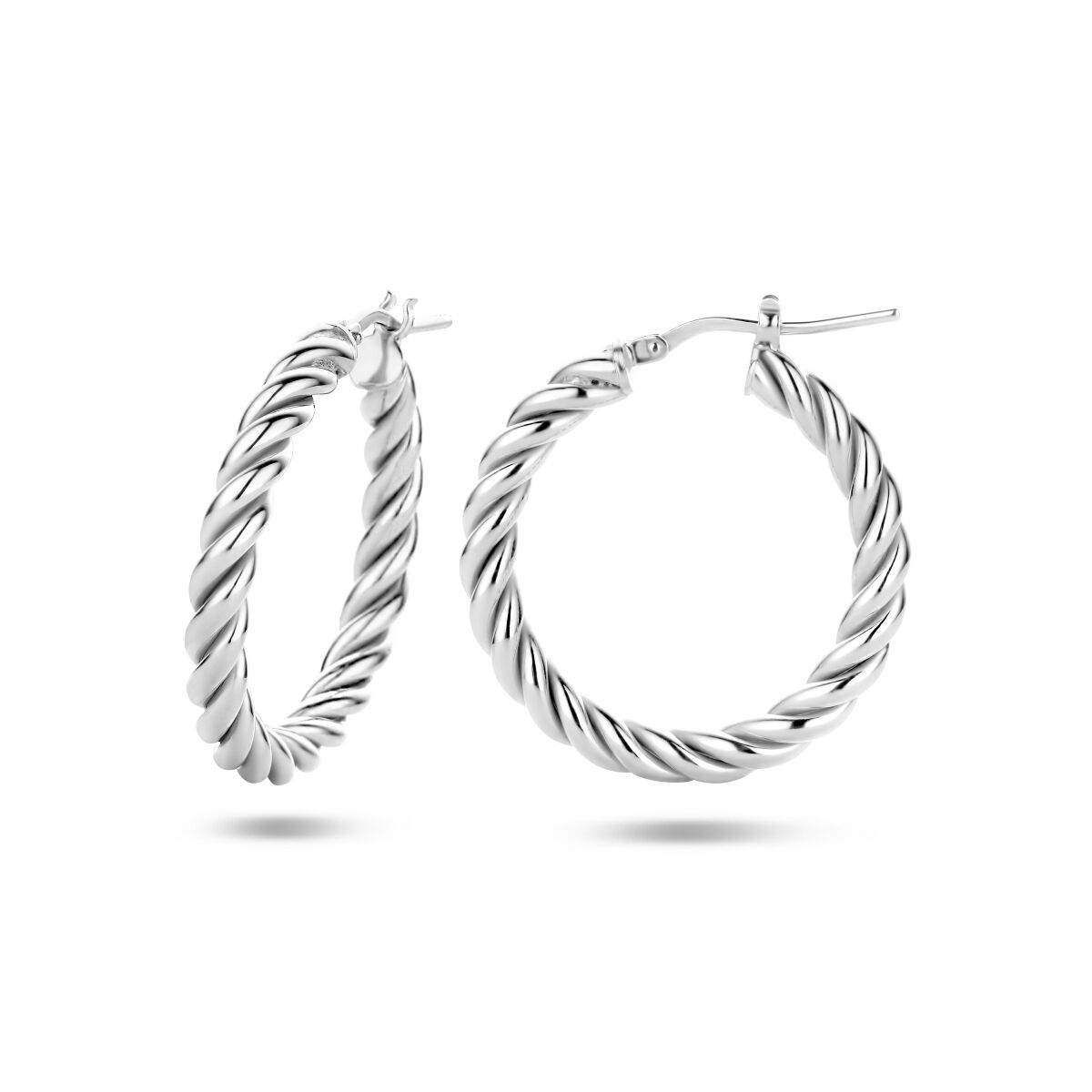 earrings twisted silver rhodium plated