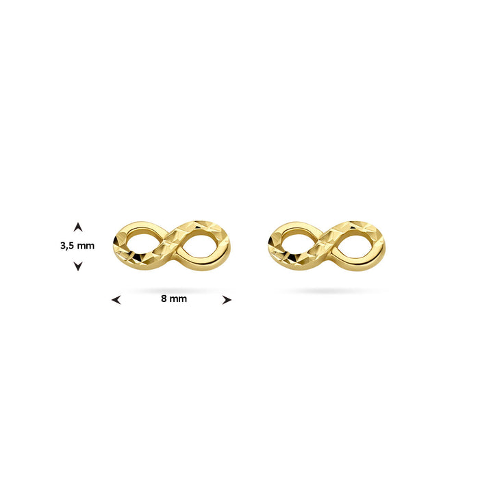 infinity ear studs diamond-plated 14K yellow gold