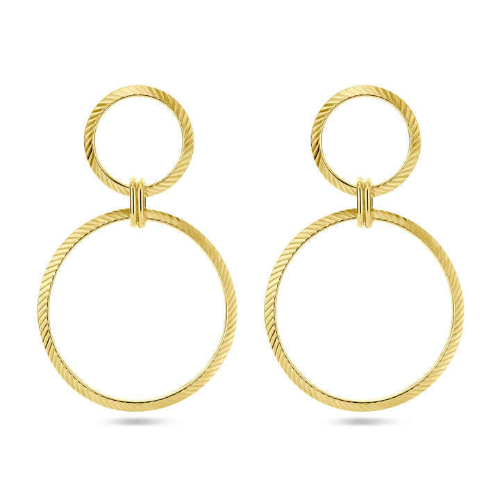 earrings circles diamond-plated 1 micron silver gold-plated (yellow)