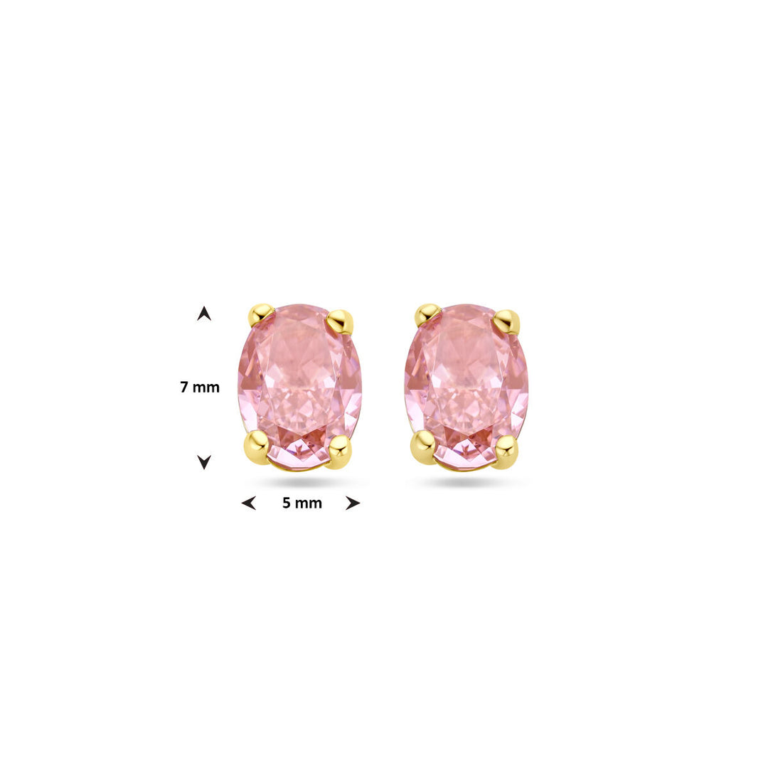 ear studs padparadscha zirconia 14K yellow gold