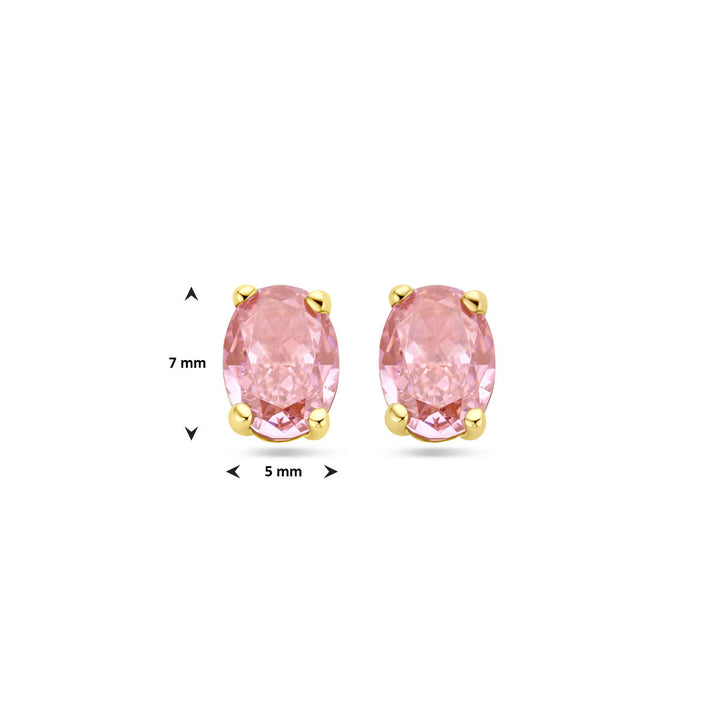 ear studs padparadscha zirconia 14K yellow gold