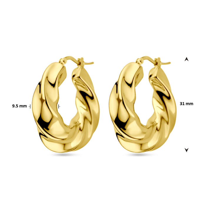 earrings twisted 1 micron silver gold plated (yellow)
