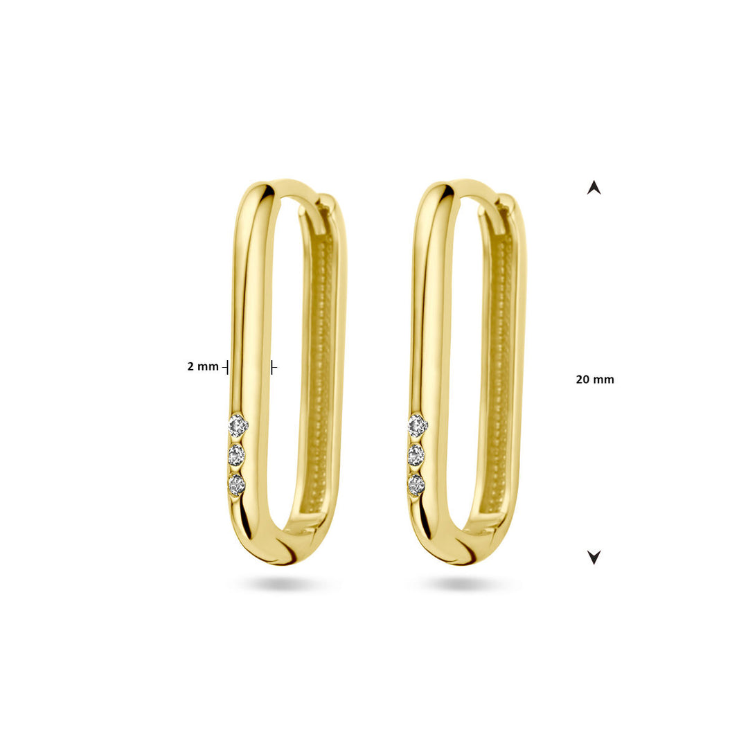 drop earrings paperclip zirconia 14K yellow gold