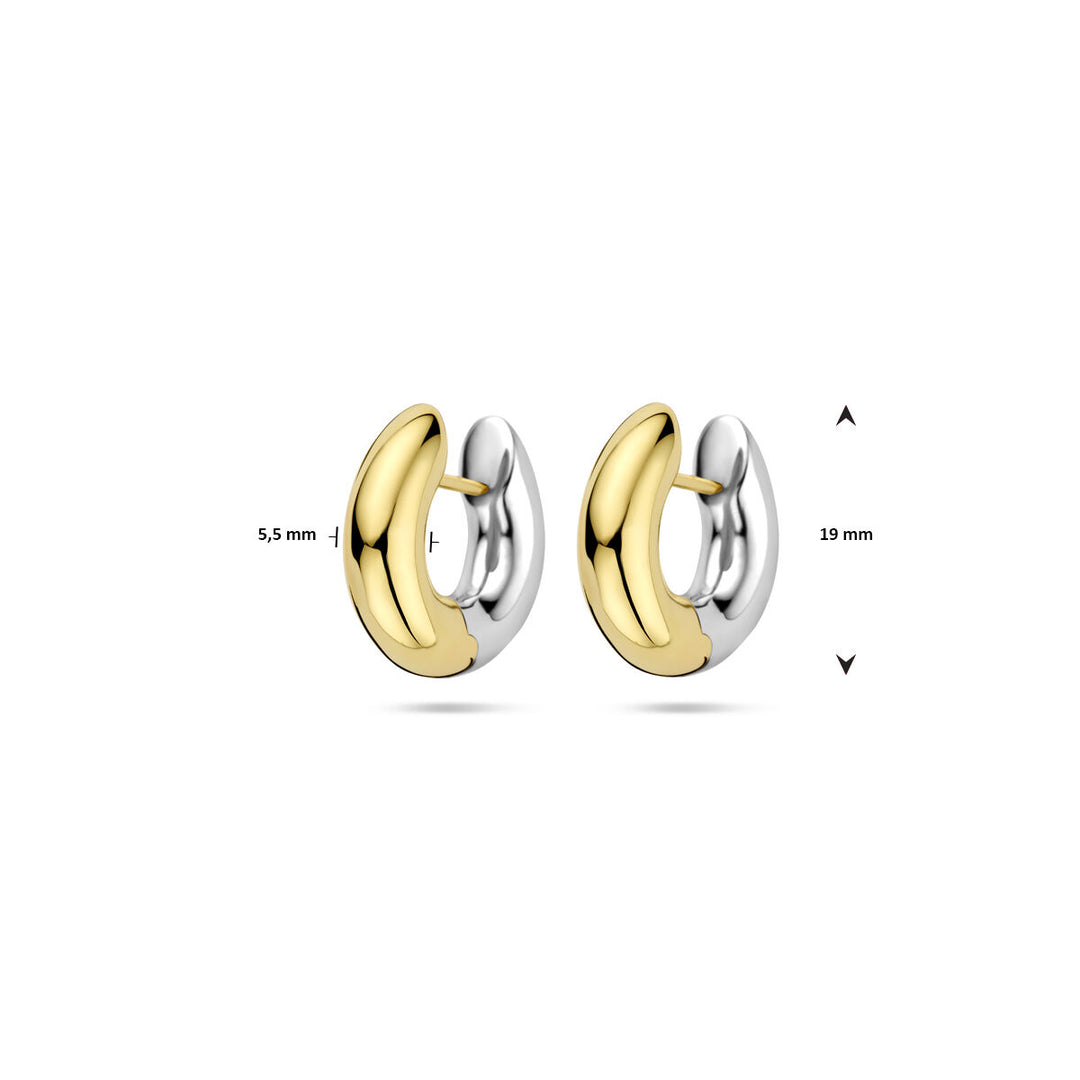 klapoorringen 19 mm 14K bicolor goud geel/wit