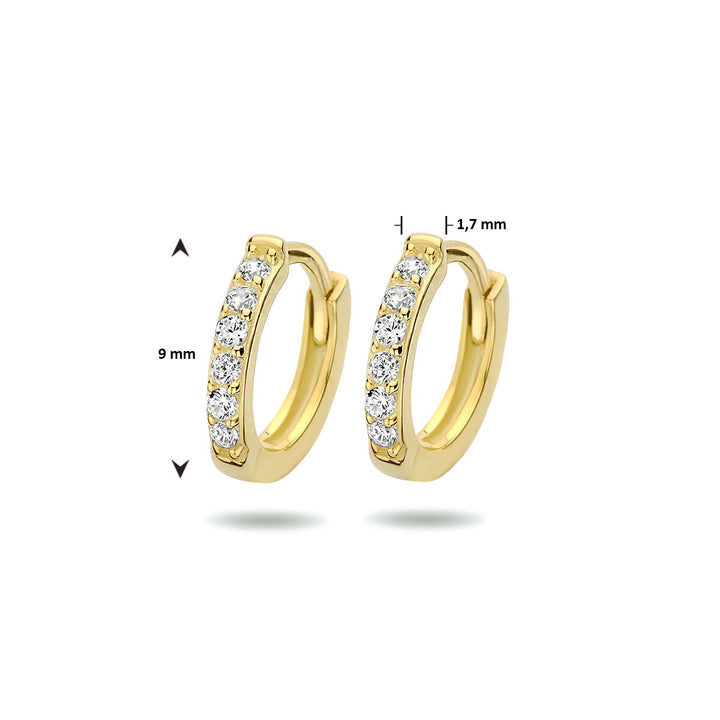 klapoorringen zirkonia 1 micron zilver verguld (geel)