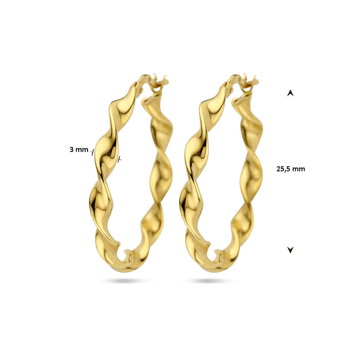 earrings twisted 1 micron silver gold plated (yellow)