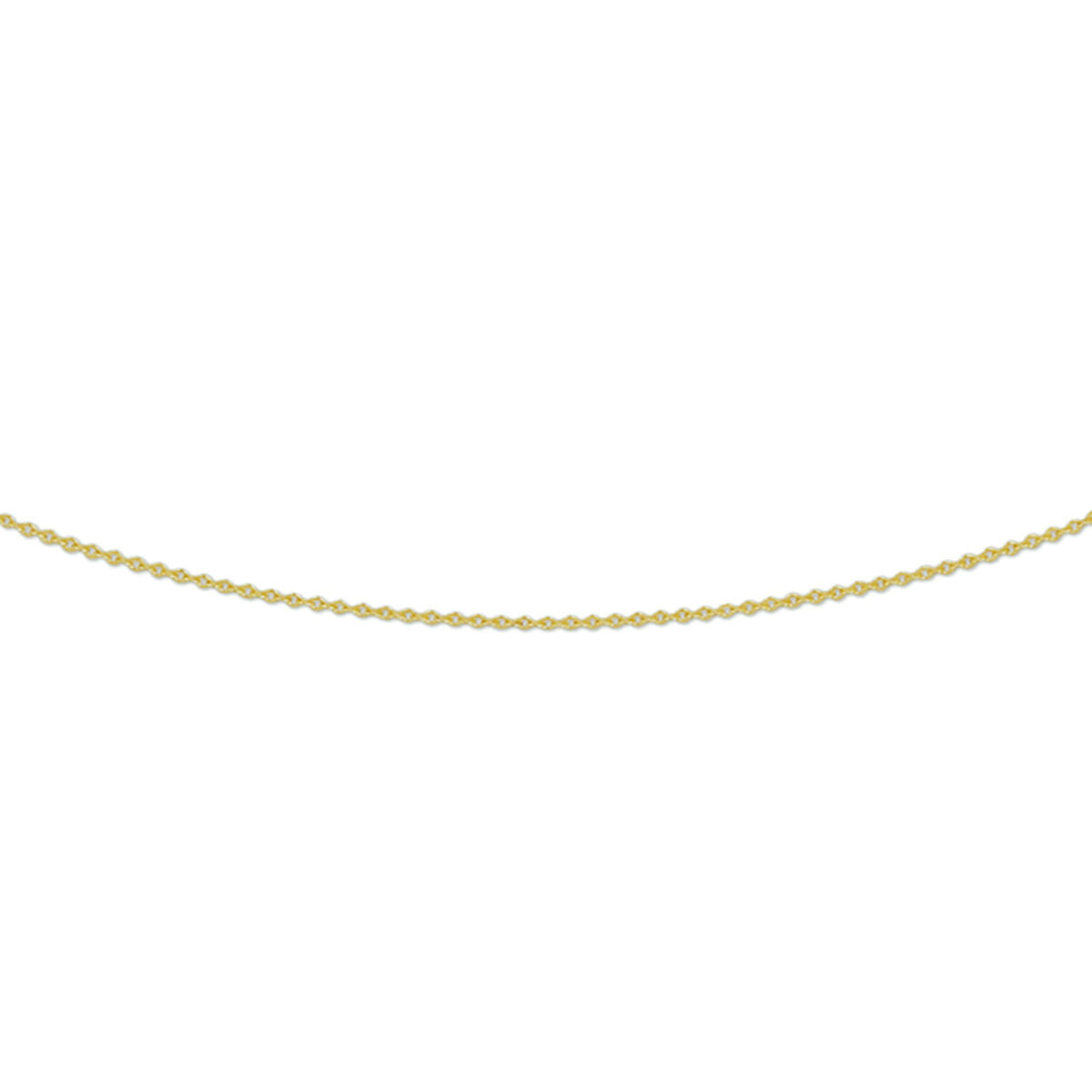 Plat ankercollier van 14K geelgoud, 0,8 mm dik, verkrijgbaar in lengtes van 41, 43 en 45 cm.