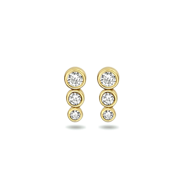 ear studs zirconia 14K yellow gold