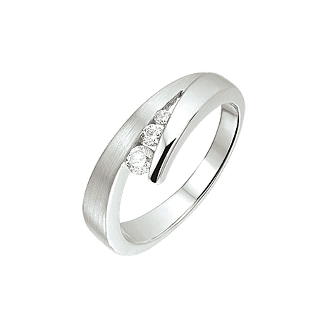 ring zirconia poly/matte silver rhodium plated