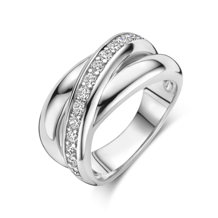 ring zirconia silver rhodium plated