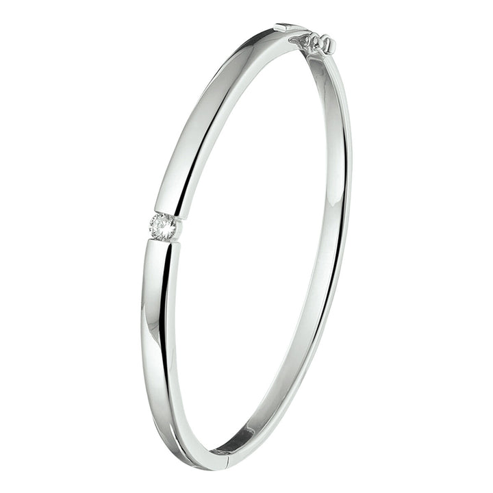 bangle scharnier zirkonia 4,5 x 60 mm zilver gerhodineerd