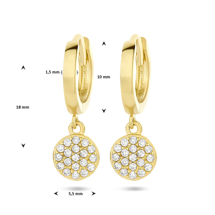 klapoorringen zirkonia 14K geelgoud