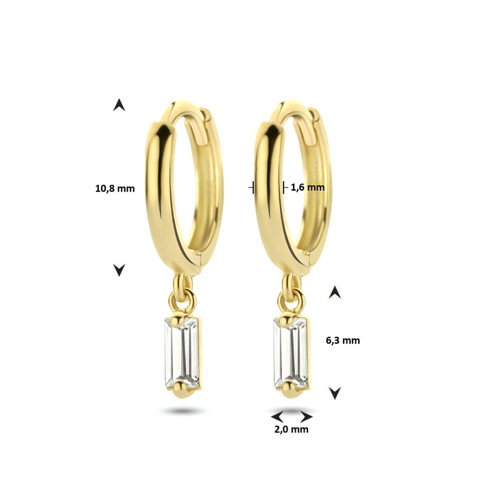 drop earrings zirconia 14K yellow gold