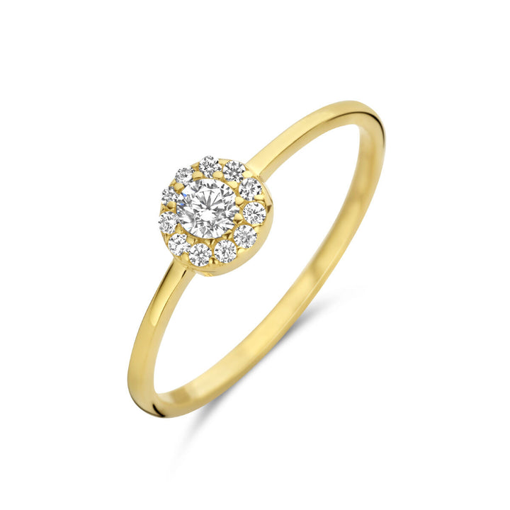 Ring Zirkonia Halo 14K Gelbgold