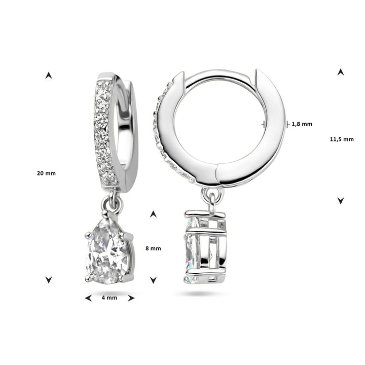 klapoorringen zirkonia zilver gerhodineerd