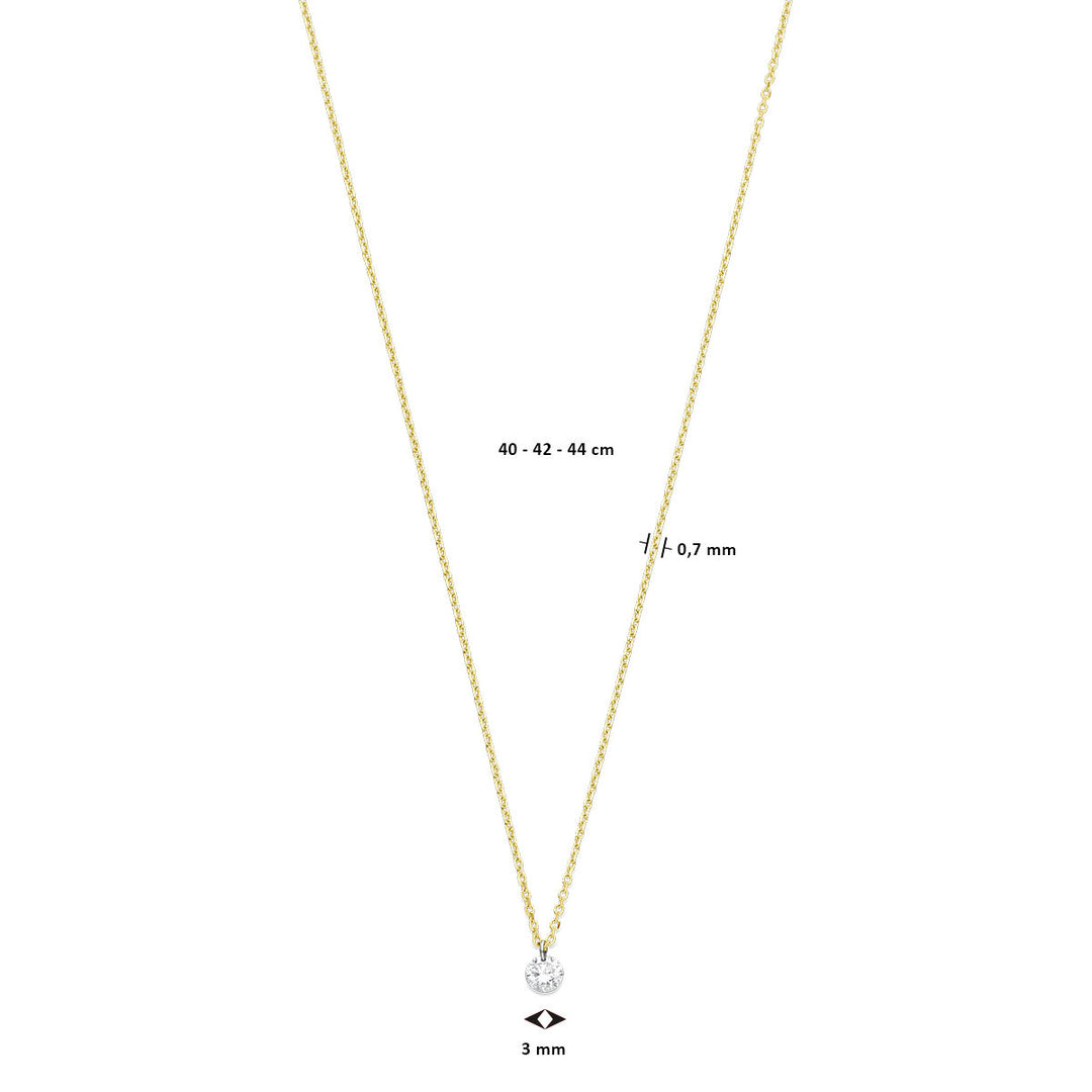 diamond necklace 40 – 42 – 44 cm 0.10ct g si 18K yellow gold