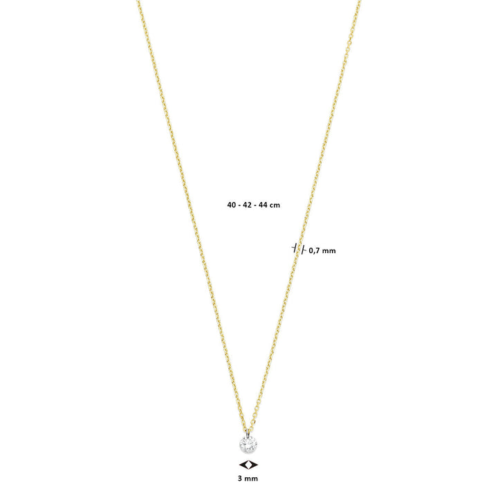 diamond necklace 40 – 42 – 44 cm 0.10ct g si 18K yellow gold