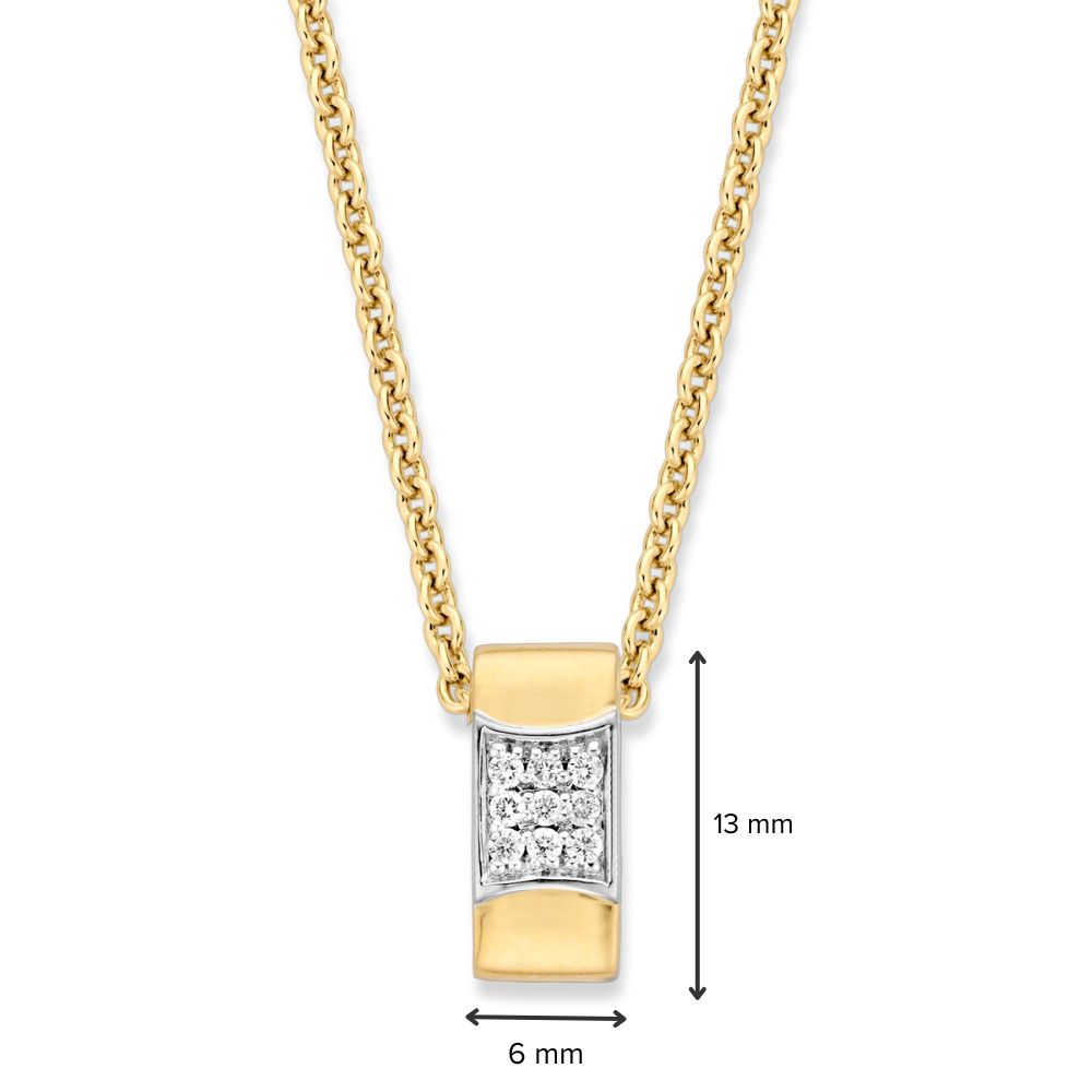 Geelgouden hanger met diamant in pavézetting - 14 karaat - 0,10 crt diamant