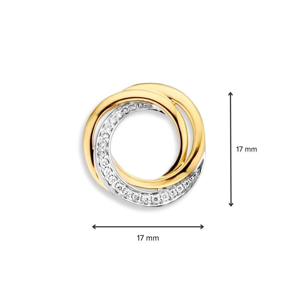 Bicolor Wit- en Geelgouden Hanger met Diamant – 14 Karaat, 0.11 Caraat Briljant