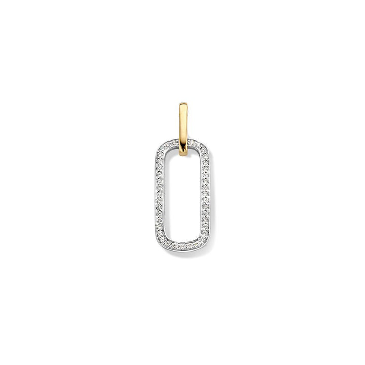 Diamanten hanger met opvallend design - Geel/witgouden 14 karaat hanger - 0,14 crt diamant