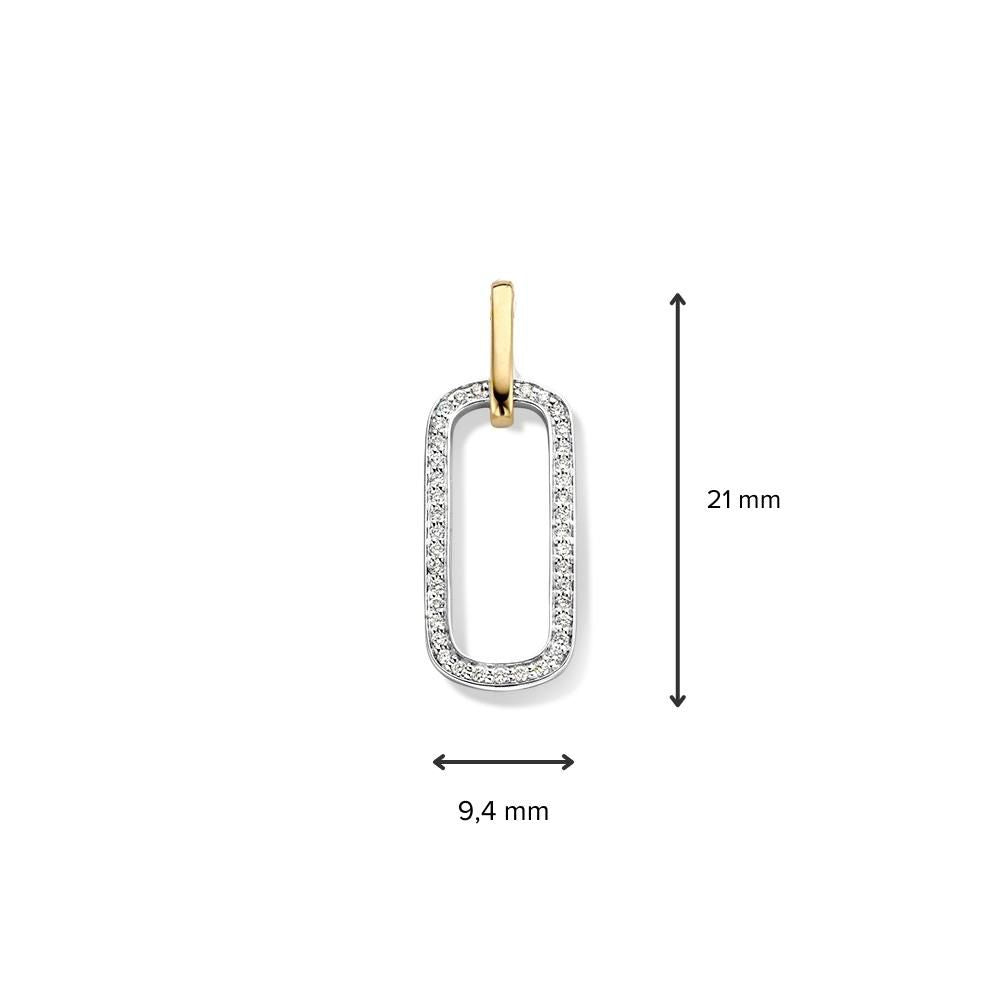 Diamanten hanger met opvallend design - Geel/witgouden 14 karaat hanger - 0,14 crt diamant