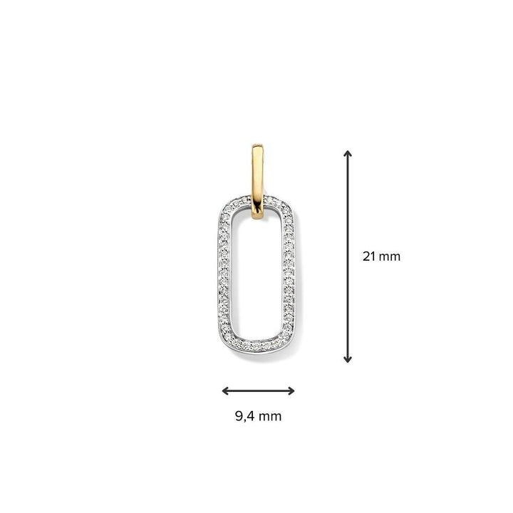 Diamanten hanger met opvallend design - Geel/witgouden 14 karaat hanger - 0,14 crt diamant