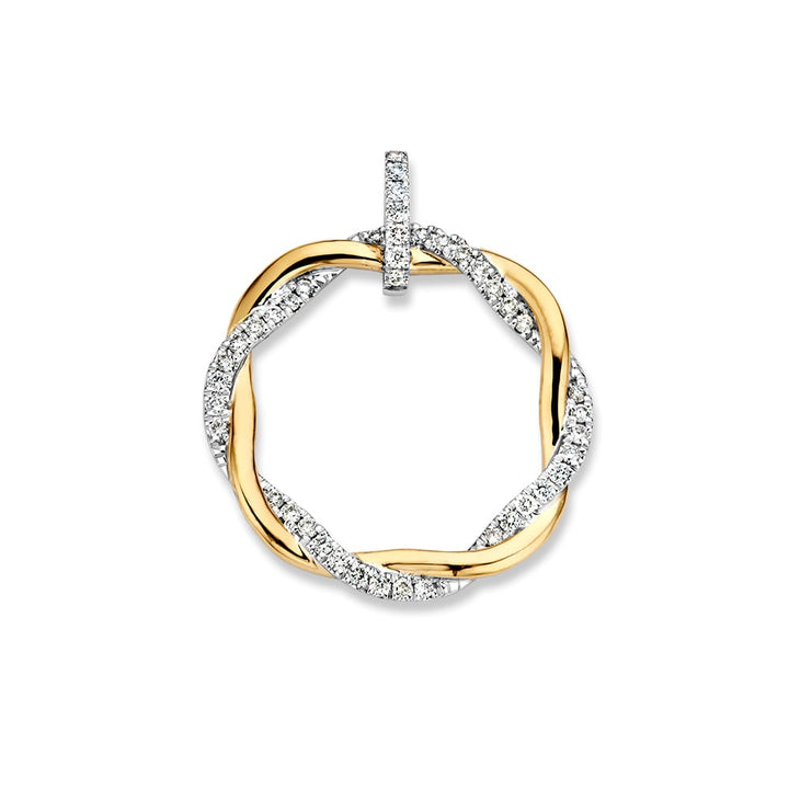 Bicolor Gouden Hanger met Getwiste Baan en Diamant