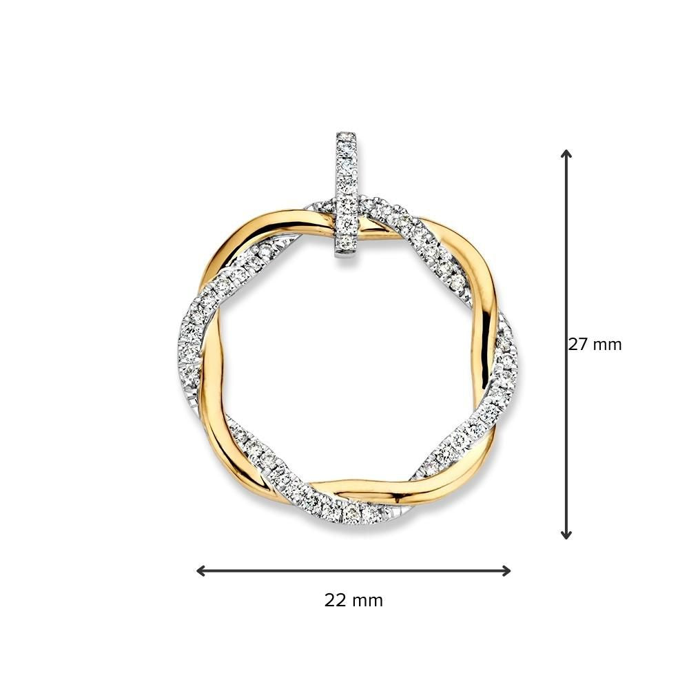 Bicolor Gouden Hanger met Getwiste Baan en Diamant
