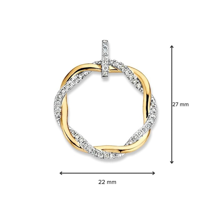 Bicolor Gouden Hanger met Getwiste Baan en Diamant