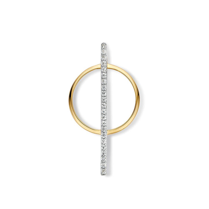 Bicolor Wit- en Geelgouden Hanger met Zirkonia's