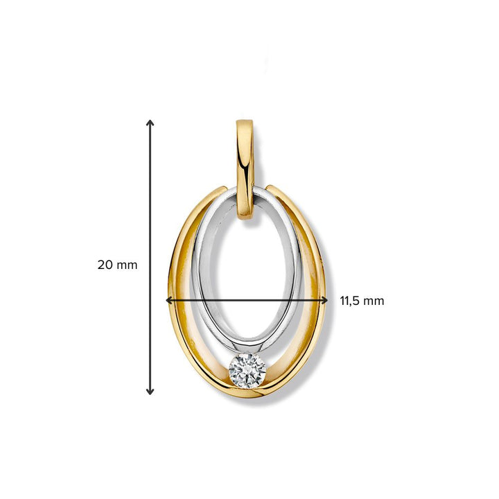 Bicolor Wit- en Geelgouden Hanger met Zirkonia – Elegantie en Stijl in Één