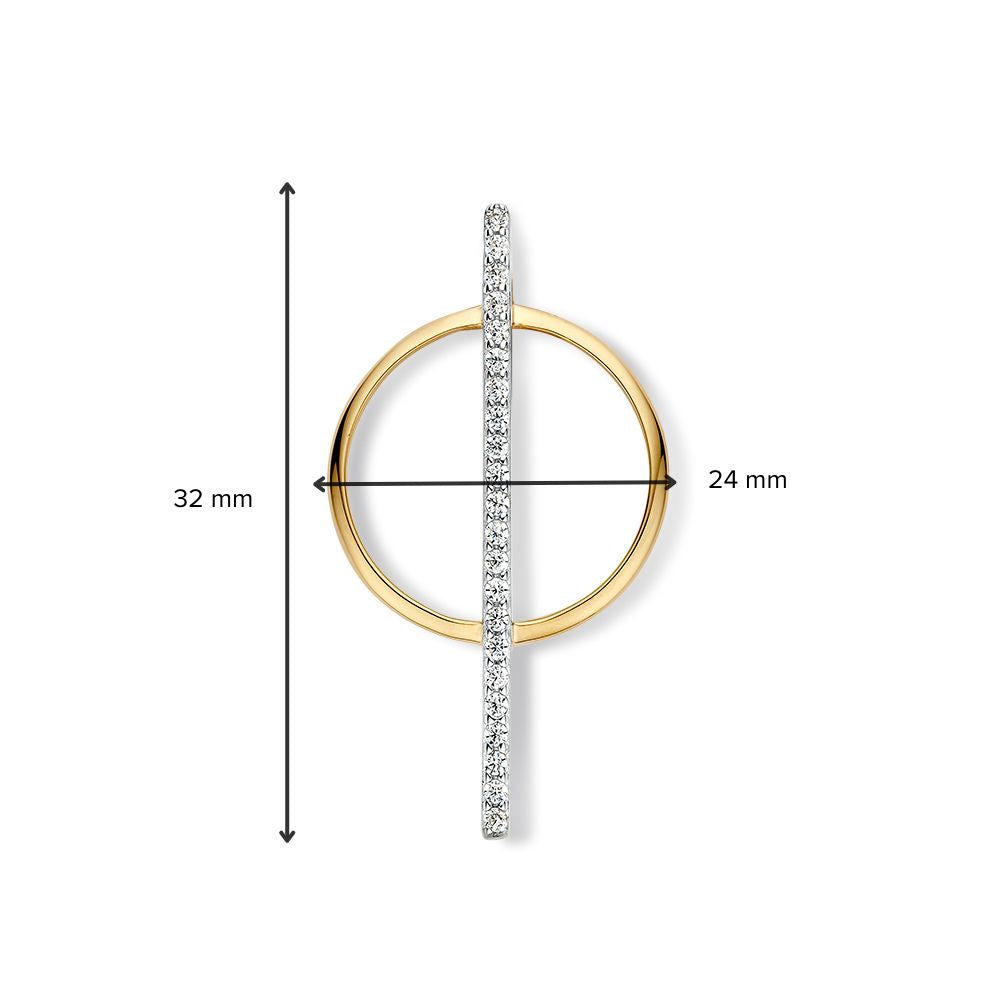 Bicolor Wit- en Geelgouden Hanger met Zirkonia's