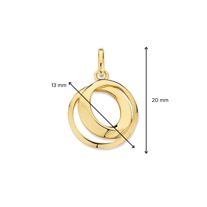 14K Geelgouden Hanger met Twee Verbonden Cirkels voor Dames – Subtiele Elegant Sieraad