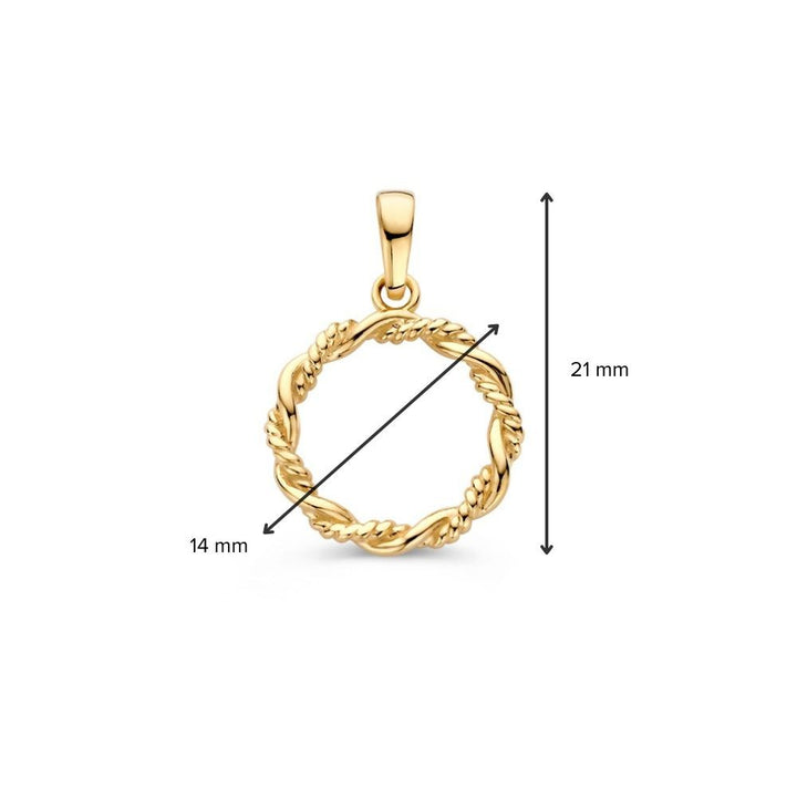 14K Geelgouden Hanger met Gevlochten Band – Elegante Cirkelhanger voor Dames