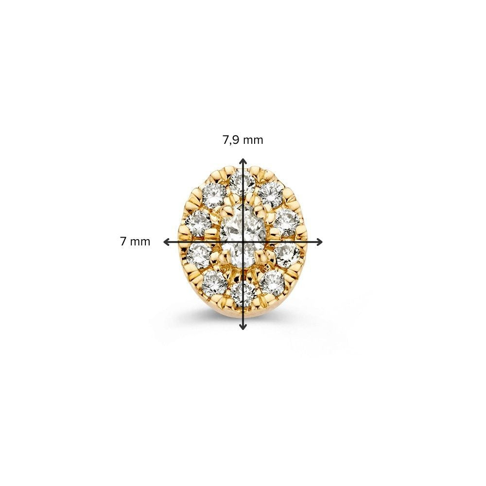 Elegant 14k Yellow Gold Entourage Pendant with 0.21ct Oval and Brilliant Diamonds for Women