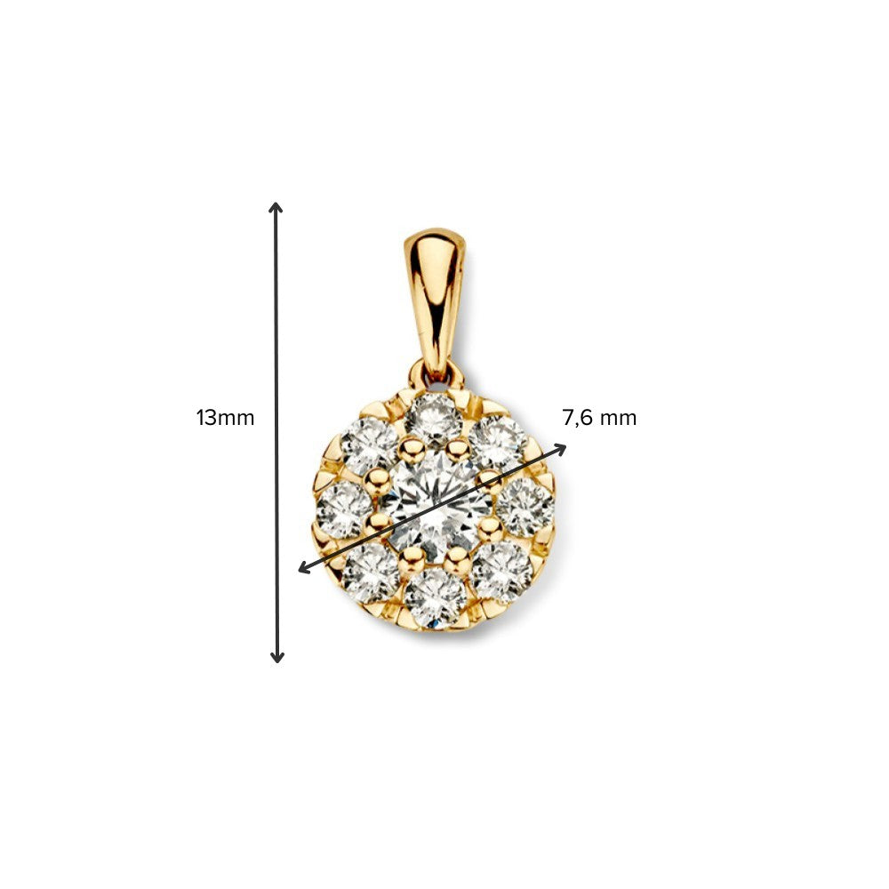 Klassieke Geelgouden Entourage Hanger met 0,40 ct Diamanten – Elegantie in 14 Karaat Goud
