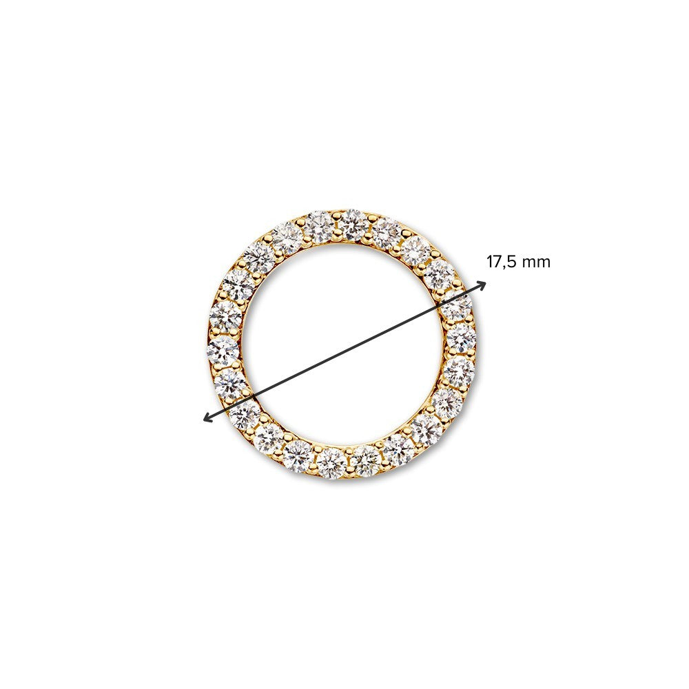 Elegante Geelgouden Ronde Hanger met 0,74 ct Fonkelende Diamanten en Verborgen Oogjes