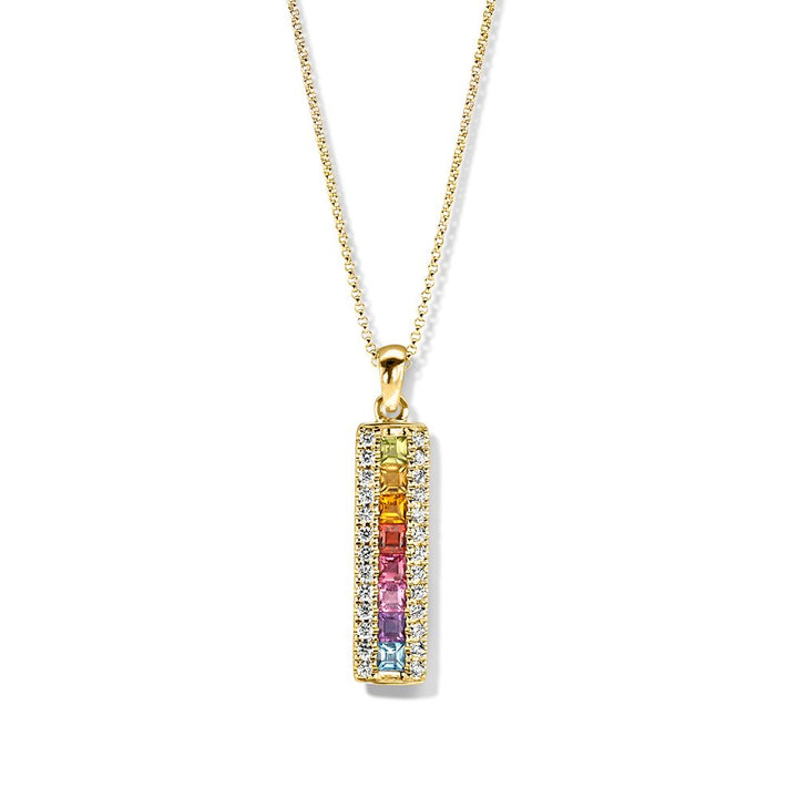Geelgouden Hanger met Vrolijke Kleurstenen en Diamanten