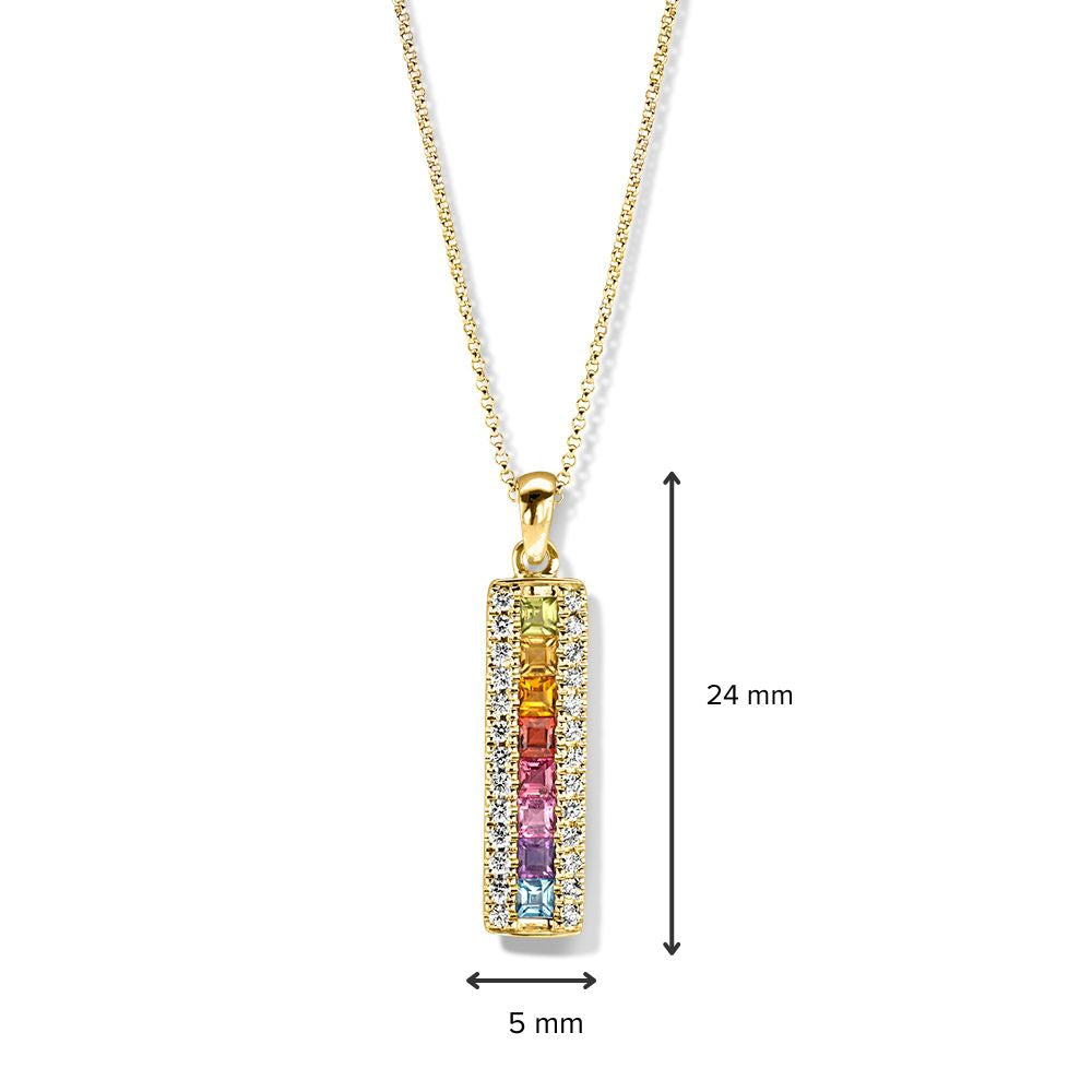 Geelgouden Hanger met Vrolijke Kleurstenen en Diamanten