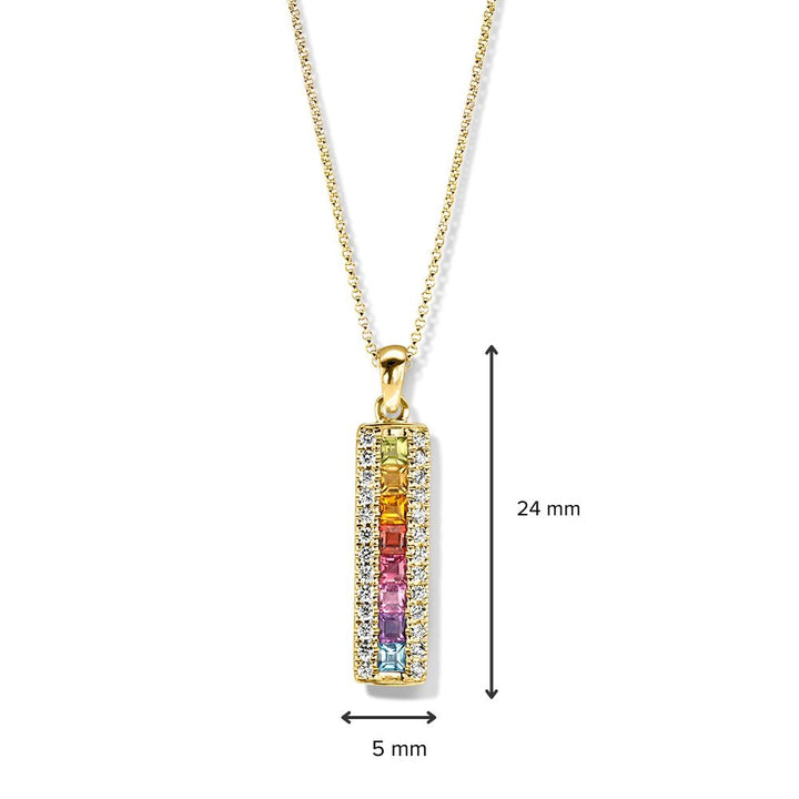 Geelgouden Hanger met Vrolijke Kleurstenen en Diamanten