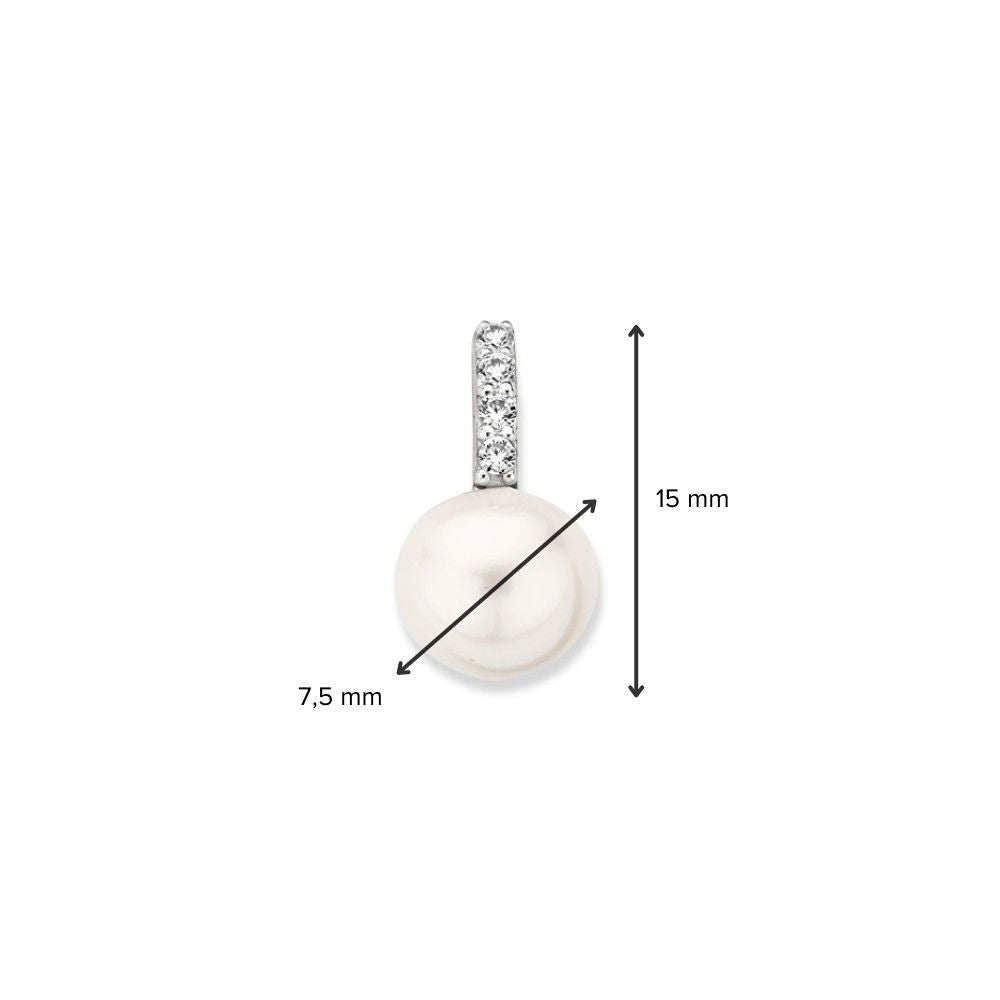 Geelgouden Hanger met Zirkonia’s en Zoetwaterparel – 14 Karaat