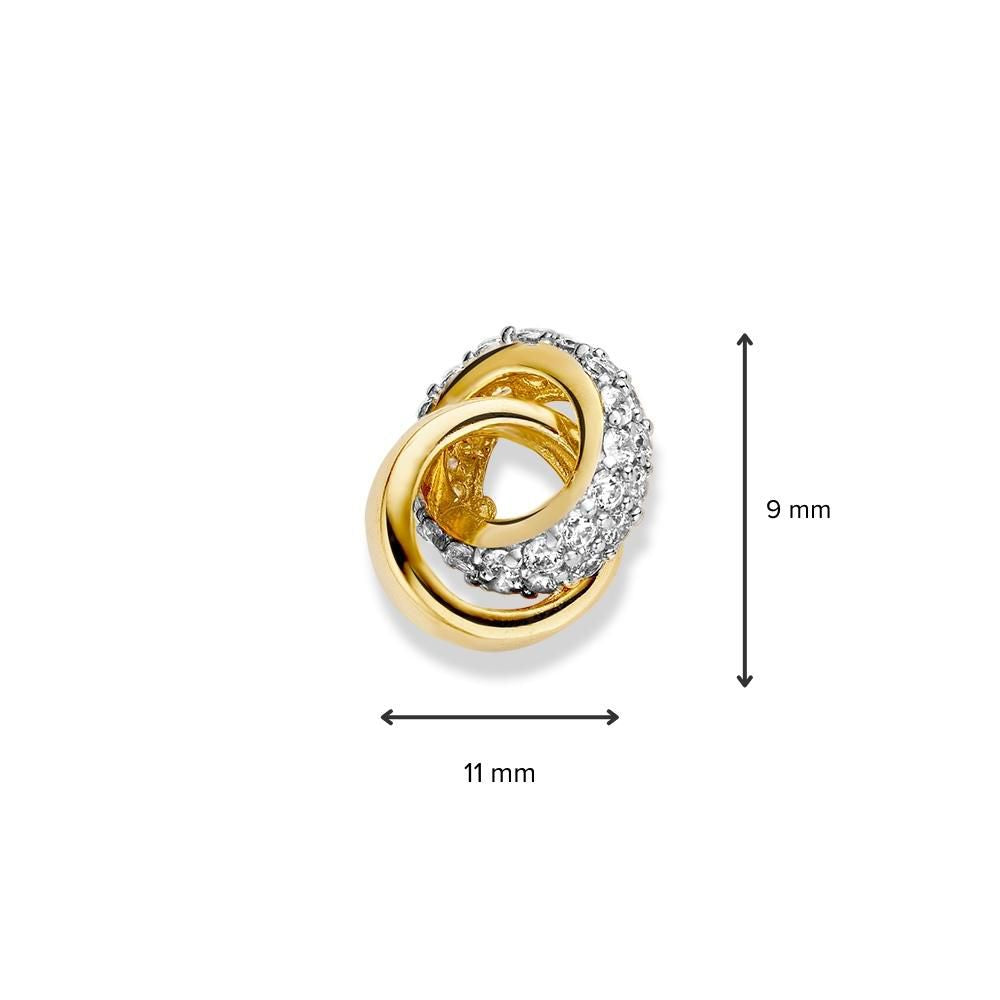 Bicolor wit- en geelgouden hanger met zirkonia – 14 karaat, 1,3 gram, 2,8 mm