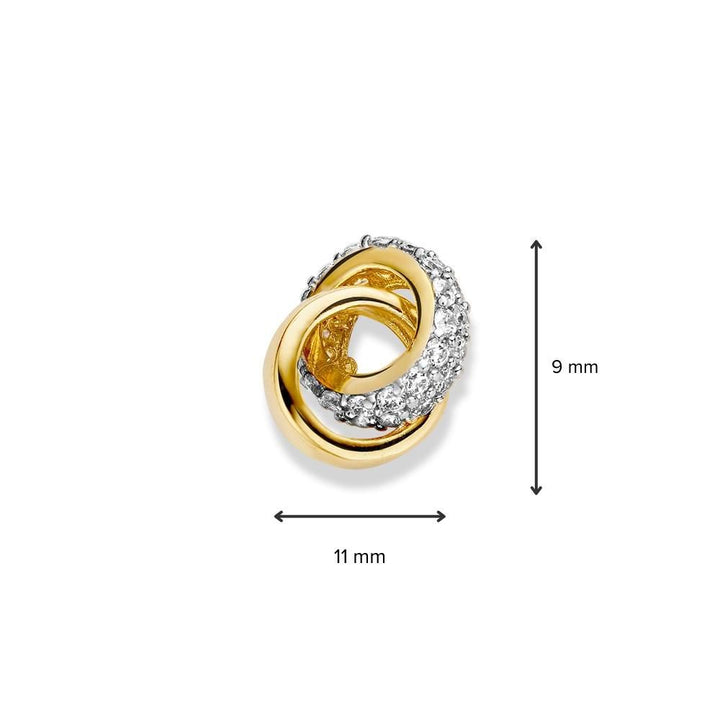 Bicolor wit- en geelgouden hanger met zirkonia – 14 karaat, 1,3 gram, 2,8 mm