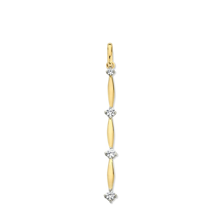 Geelgouden Hanger met Zirkonia – Elegante Oorhaken, 14 Karaat