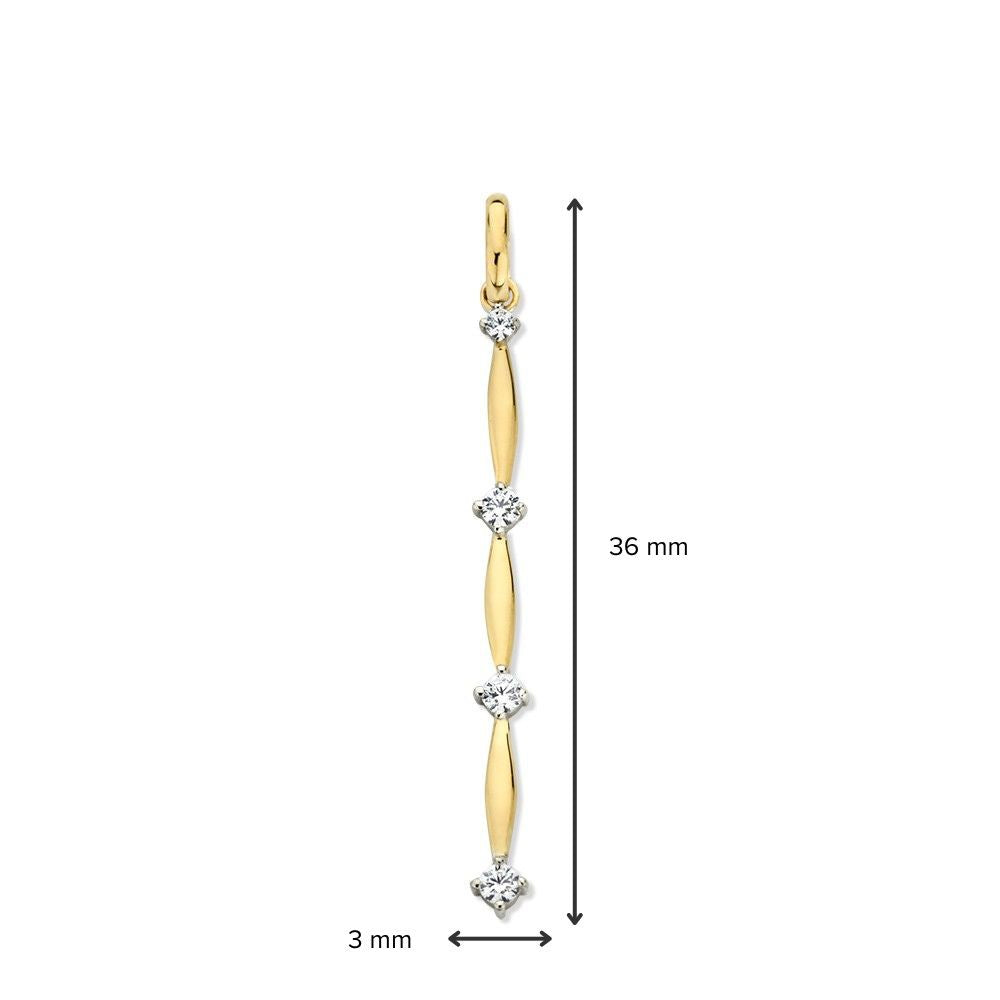 Geelgouden Hanger met Zirkonia – Elegante Oorhaken, 14 Karaat