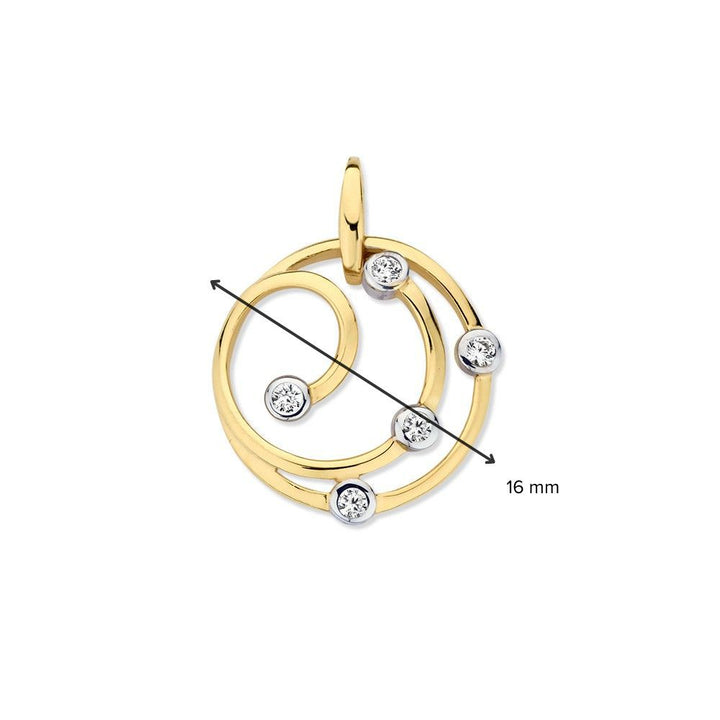 Geelgouden Hanger 14 Karaat met Zirkonia, 16 mm, Damesaccessoire